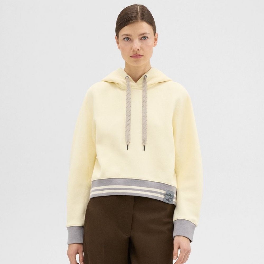 💕🍀💕 Theory Project Cropped light yellow Scuba Hoodie size